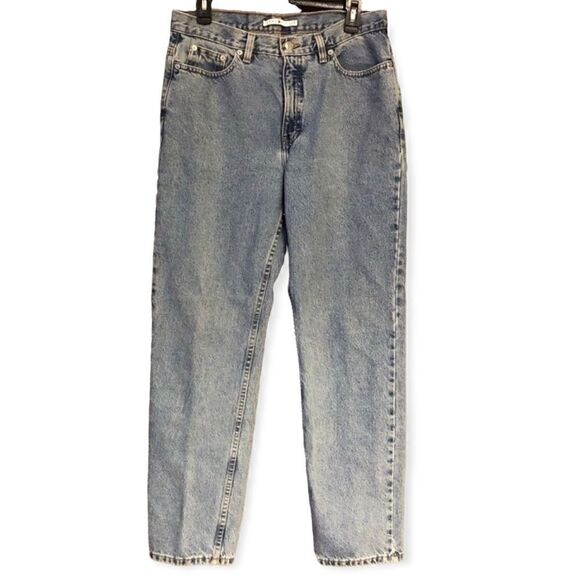 Tommy Hilfiger Sz 12 Blue Denim High Waisted Light Wash Cotton Mom Jeans - Picture 1 of 9